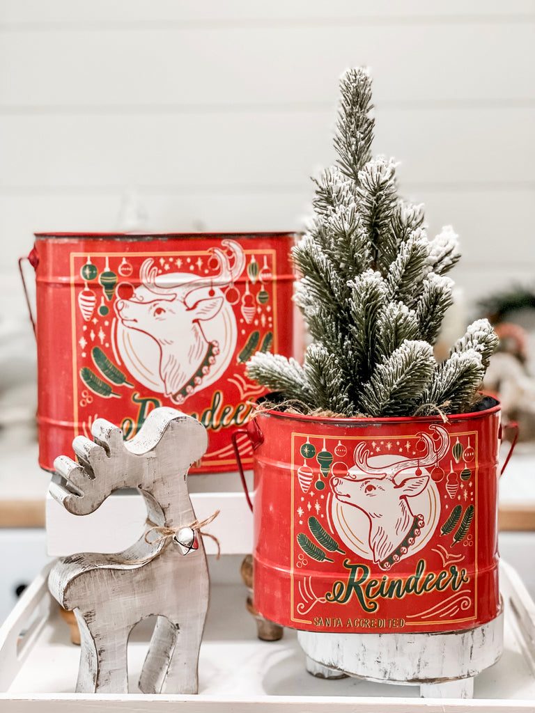 Reindeer Vintage Inspired Bucket