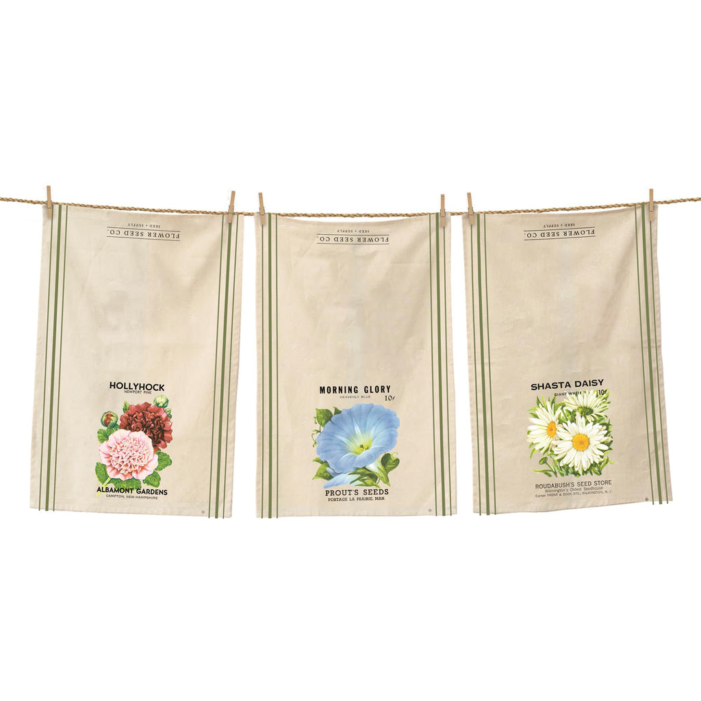 Flower Seed Packet Tea Towels