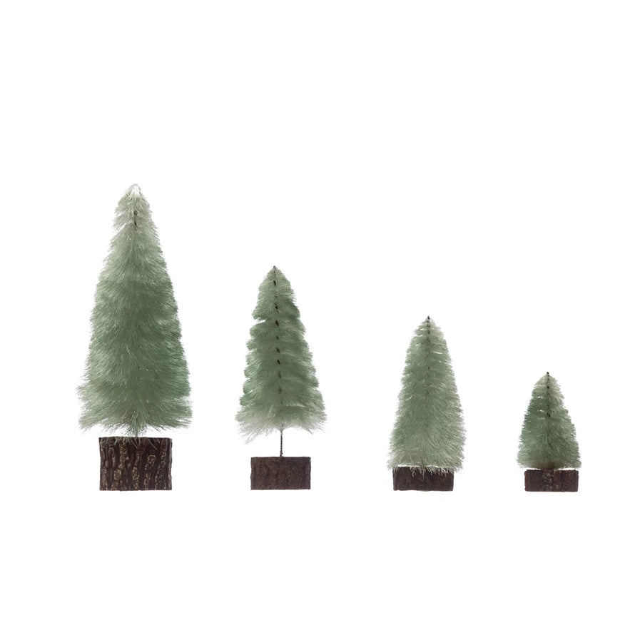 Fabric Trees with Wood Slice Bases