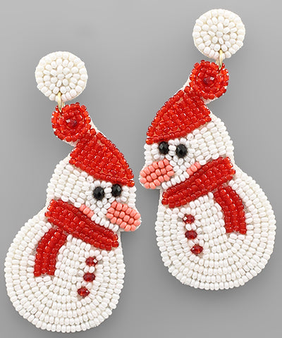 Snowman Beaded Earrings