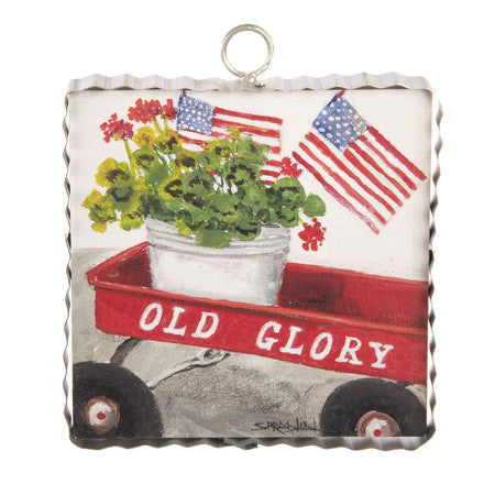 Patriotic Old Glory Wagon Sign / Charm