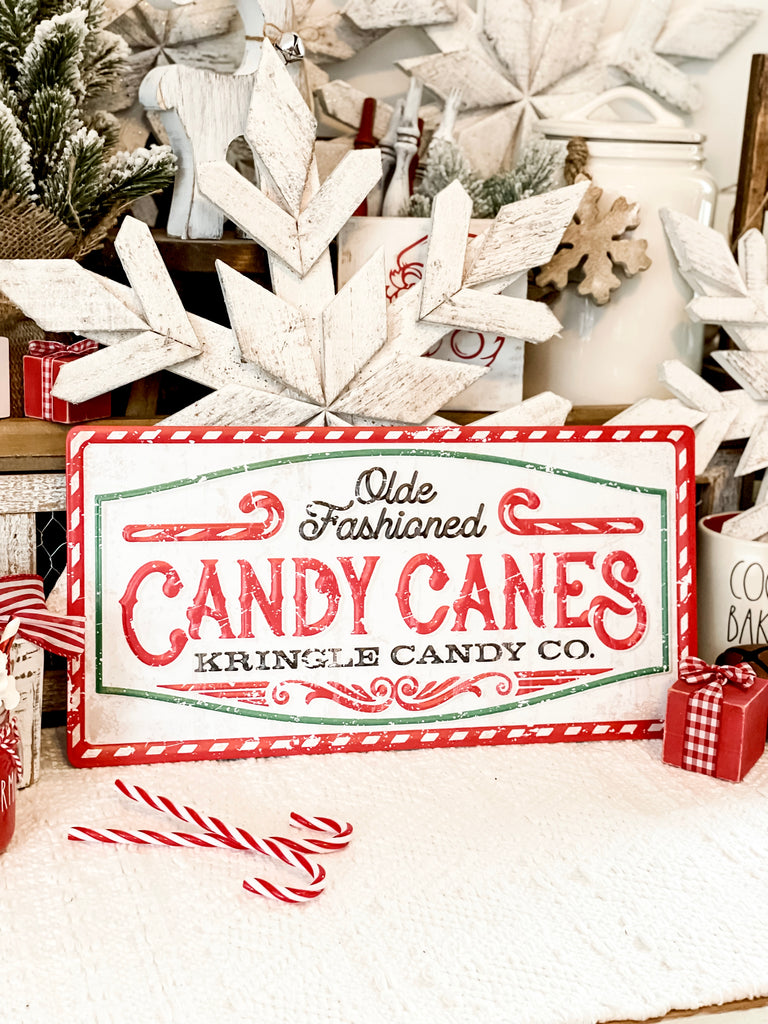 Candy Cane metal sign