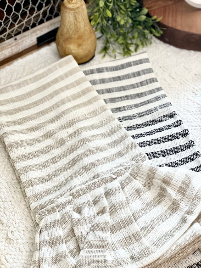 Ruffle Striped Tea Towel