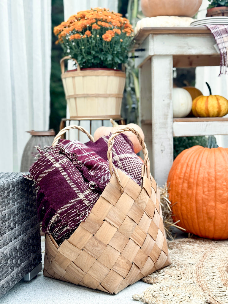 Burgundy & Tan Plaid Throw