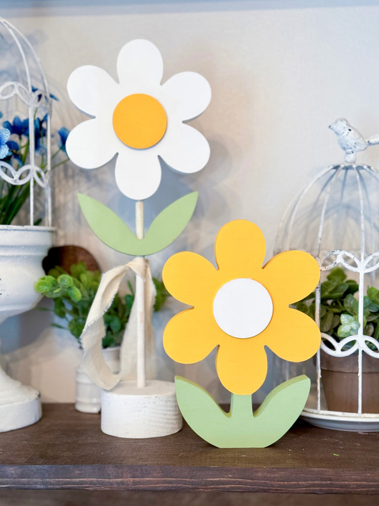 Handmade Wooden Flower - on dowel or shelf sitter