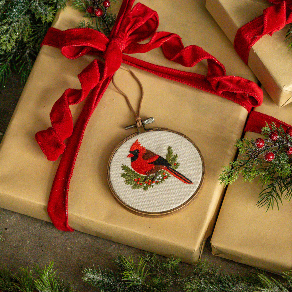 5” Cardinal Embroidered Ornament