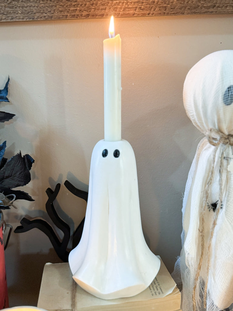 White Ghost Taper Holder
