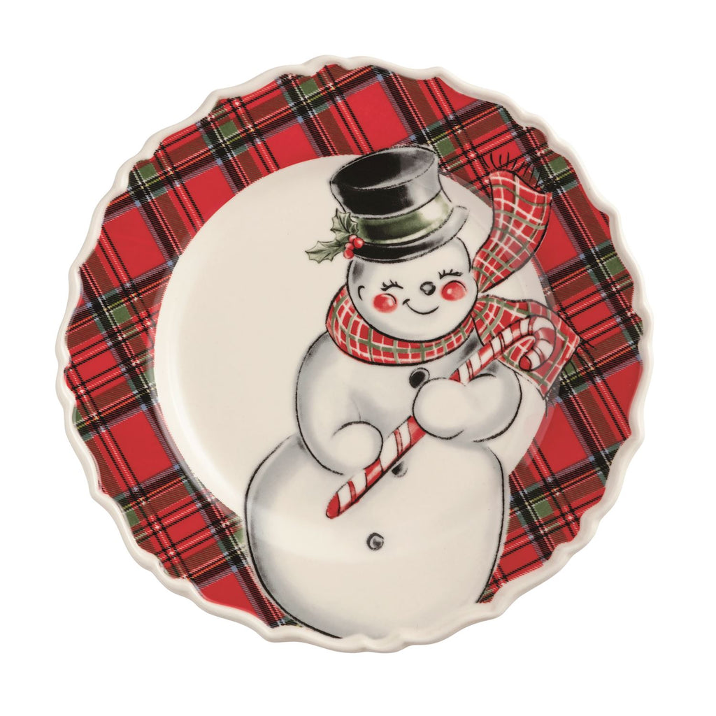 Tartan Snowman Salad Plate