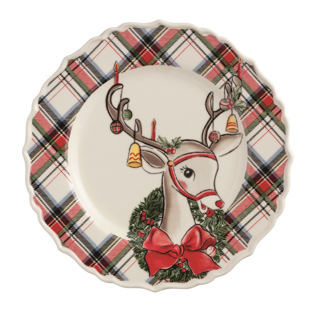 Tartan Reindeer Salad Plate