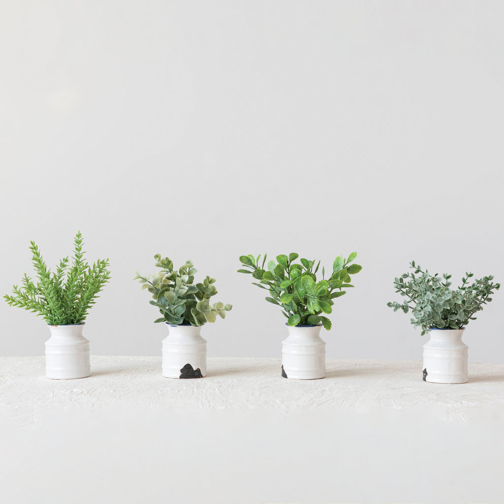 distressed vase with indoor plant Faux Plant in Stoneware Pot, Distressed White Finish – Birch Lane by Jennifer