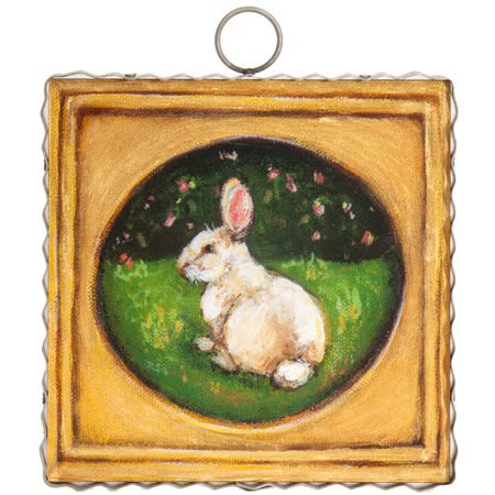 Bunny in Gold Frame Charm / Sign