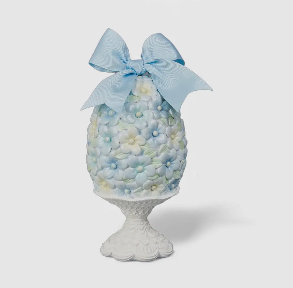 8” Floral Egg on Pedestal