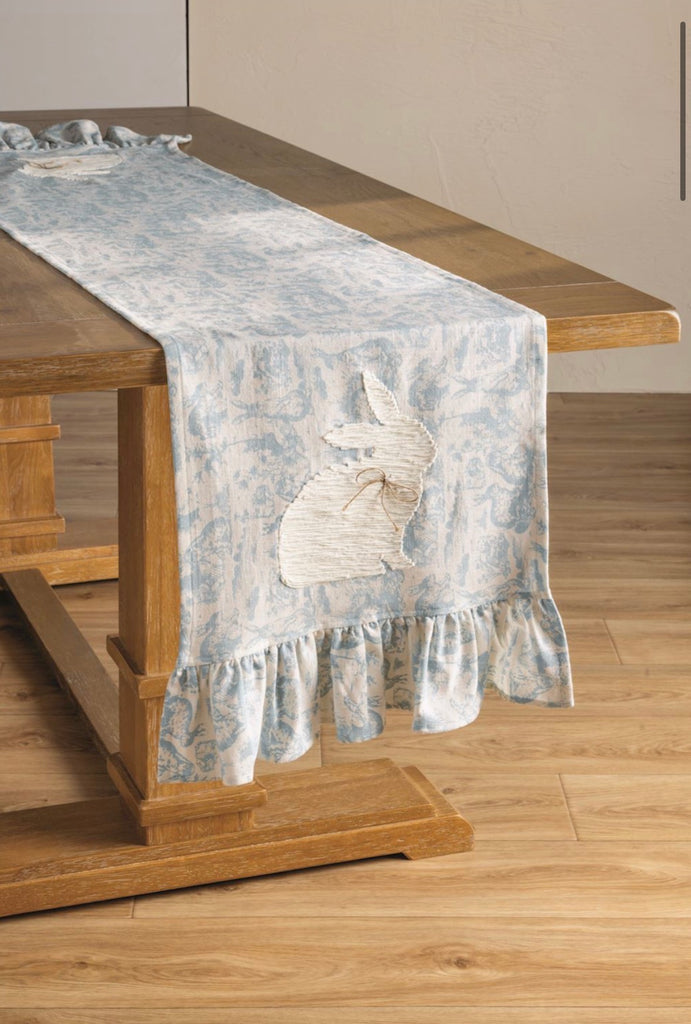 Blue Toile Bunny Table Runner