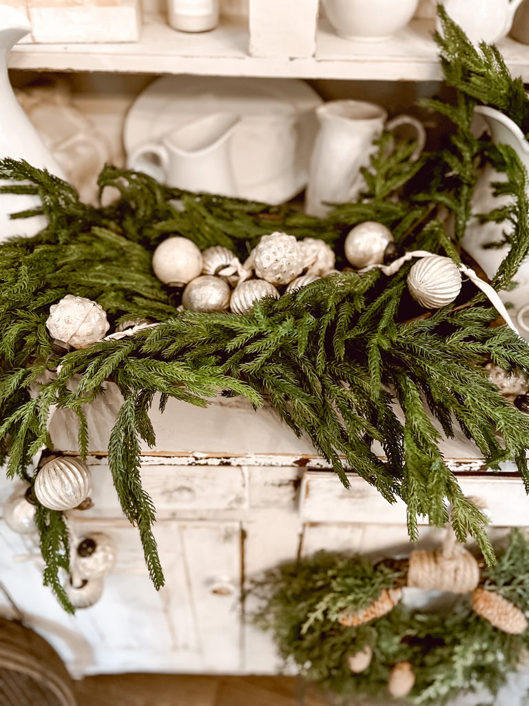 Mercury Glass Taupe / Cream Ball Ornament Garland