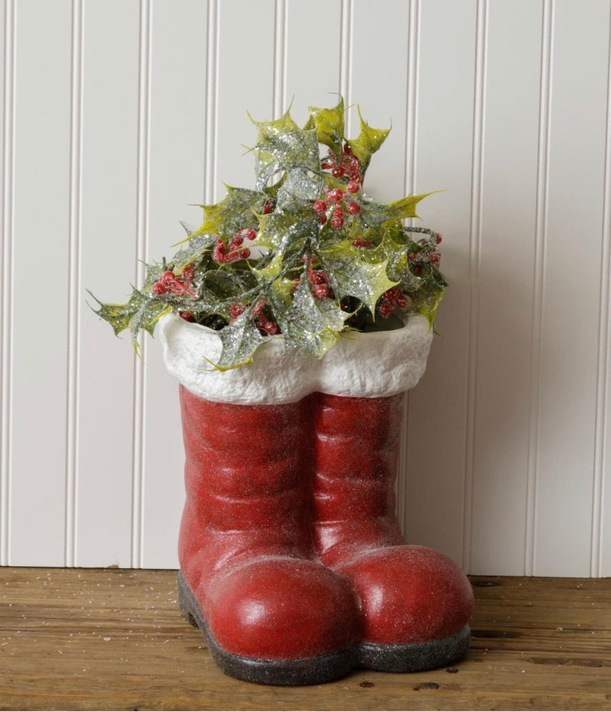 Glittery Santa Boots Planter