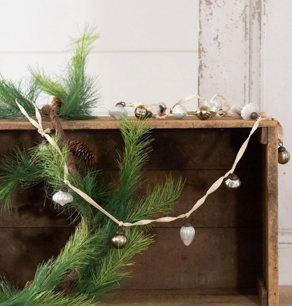 Mini Silver Mercury Glass Ornament Garland
