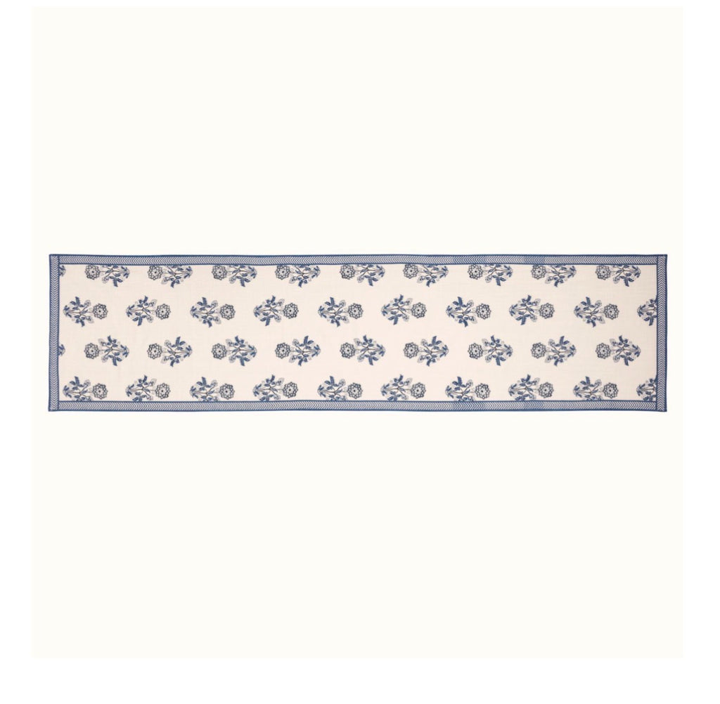 Block Print Blue Table Runner