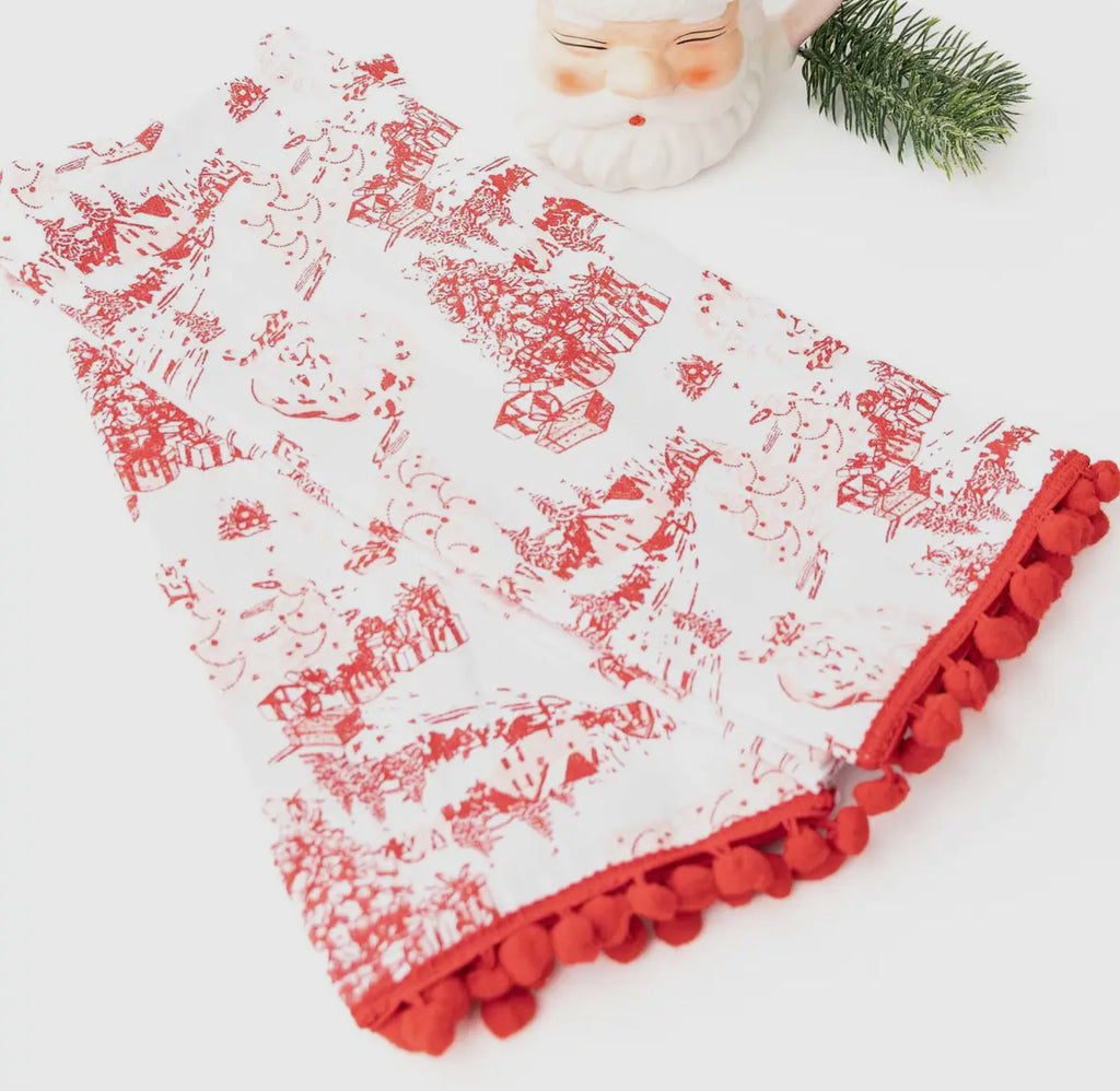 Santa Toile Tassel Kitchen Towel