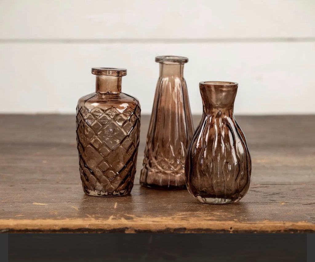 Amber Bud Vase - Set of 3