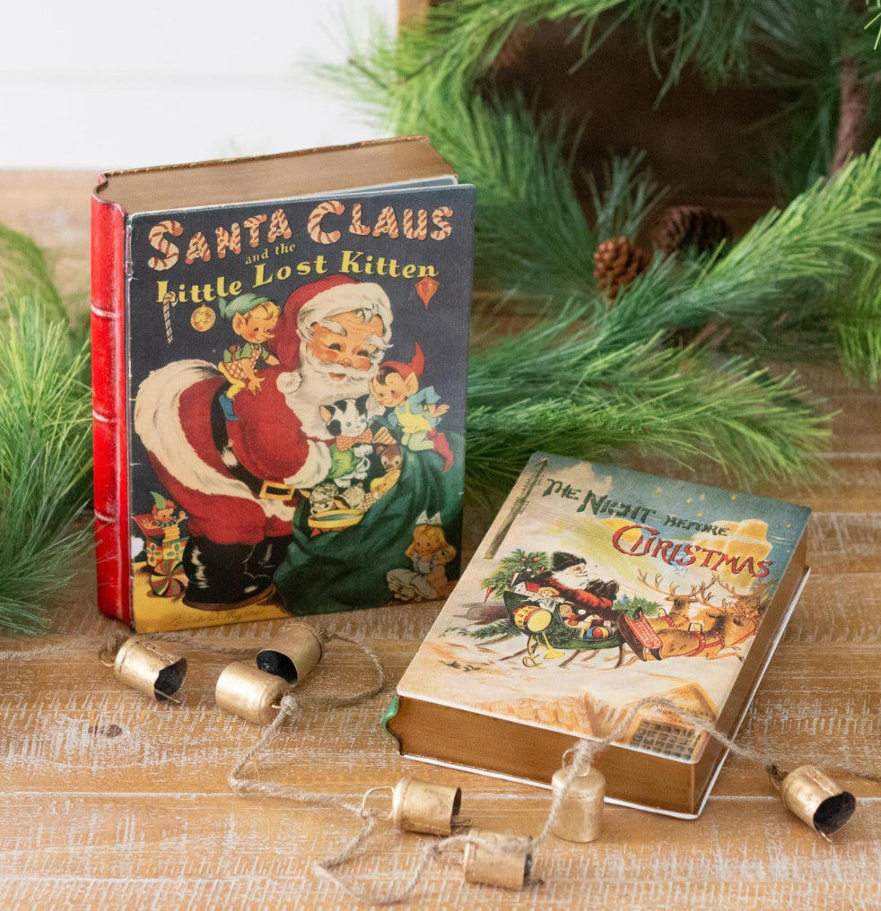 Vintage Christmas Nesting Metal Book Boxes