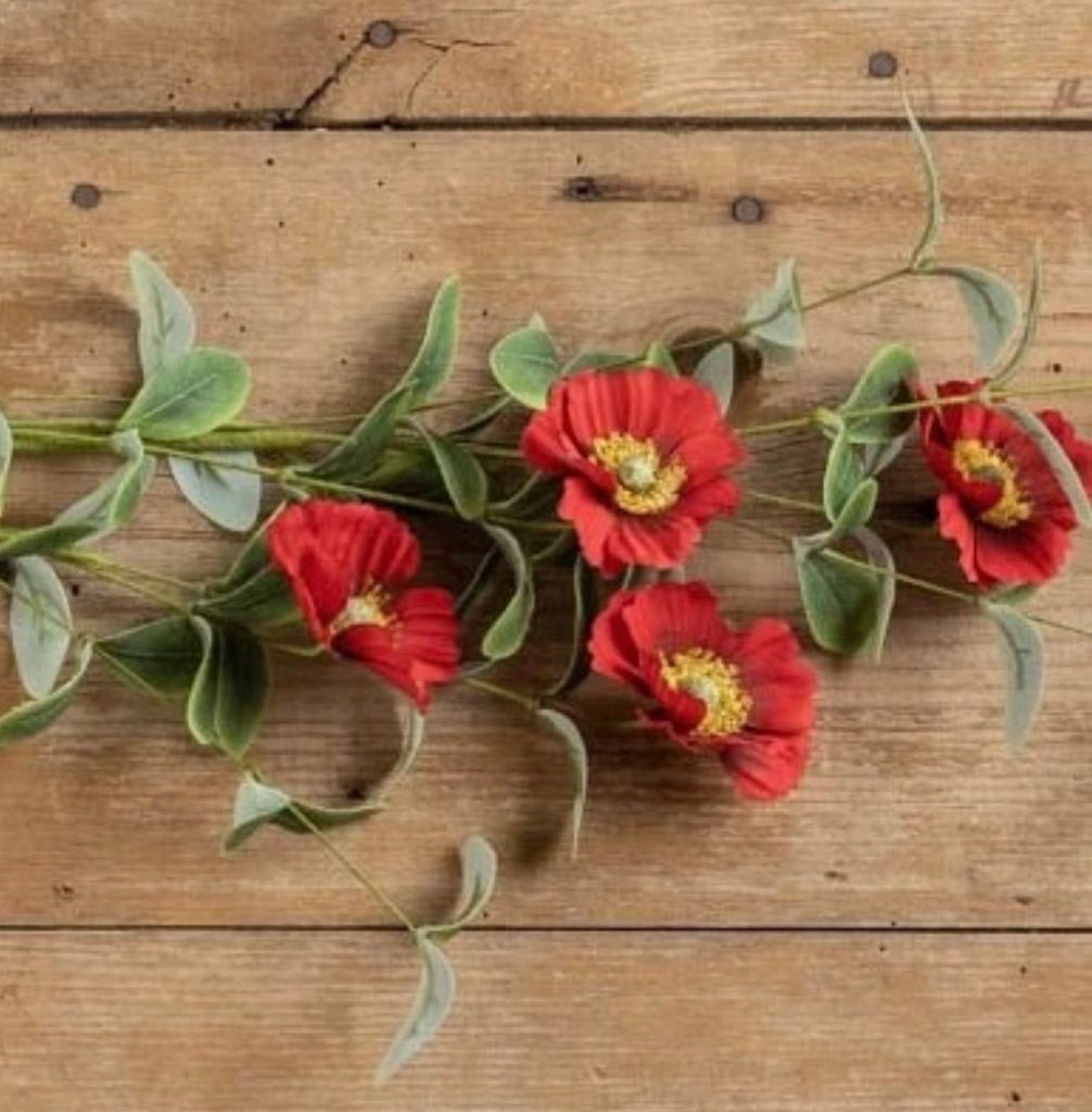 34” Red Anemone Spray