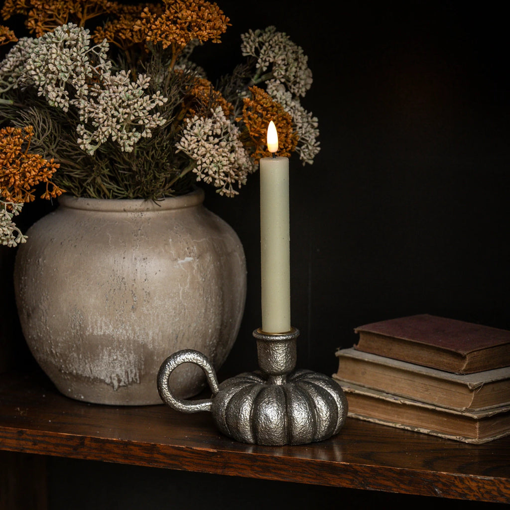 Pewter Pumpkin Taper Candle Holder