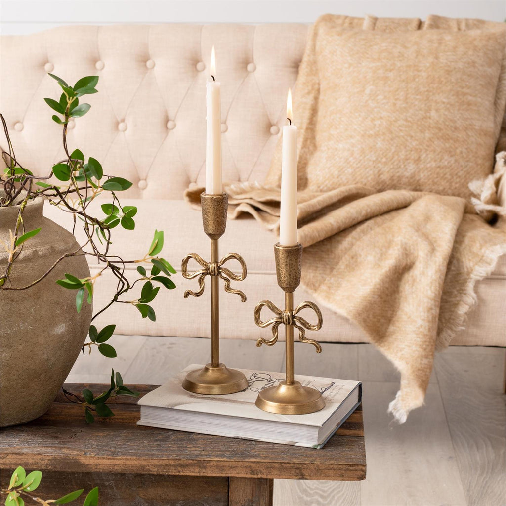 Gold Bow Candle Holder - Set of 2