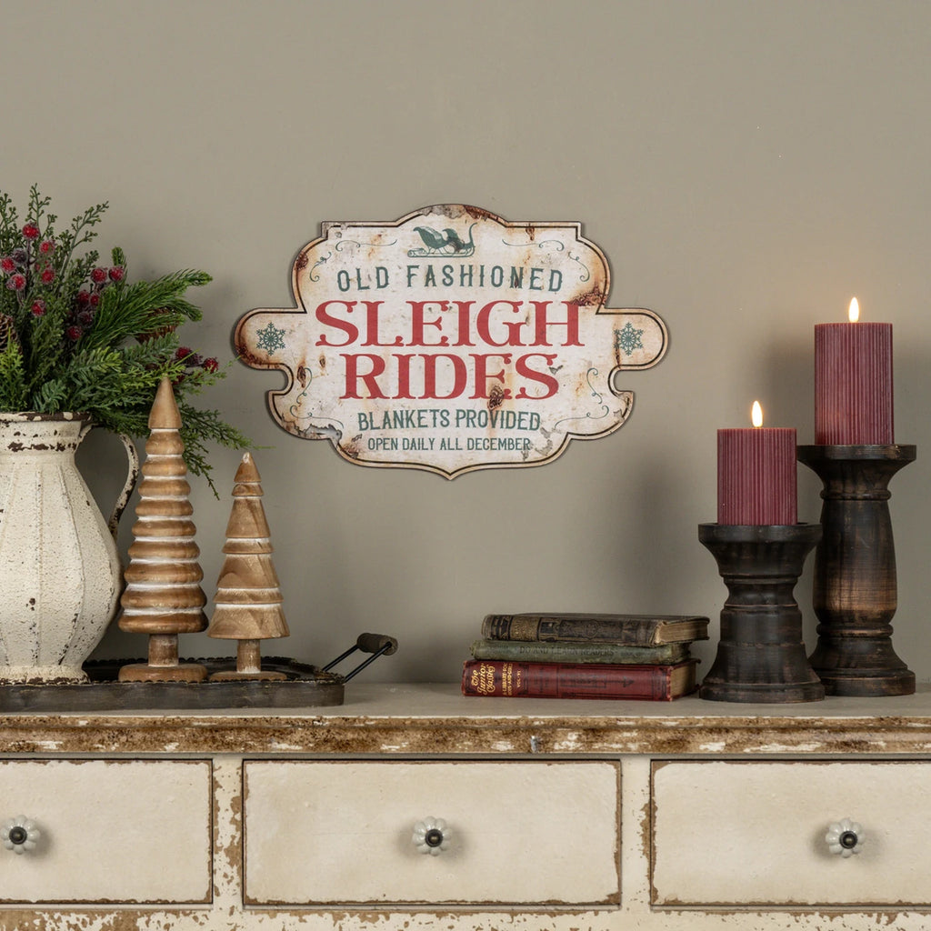 17” Sleigh Rides Metal Sign