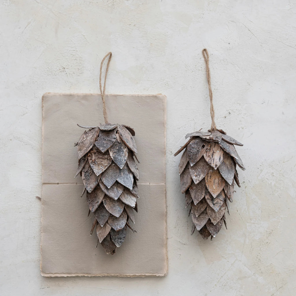 Birch Bark Large Pinecone Ornament