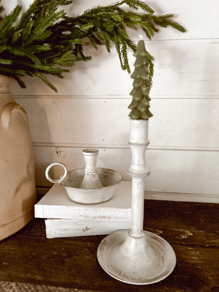 White Farmhouse Taper Candlestick