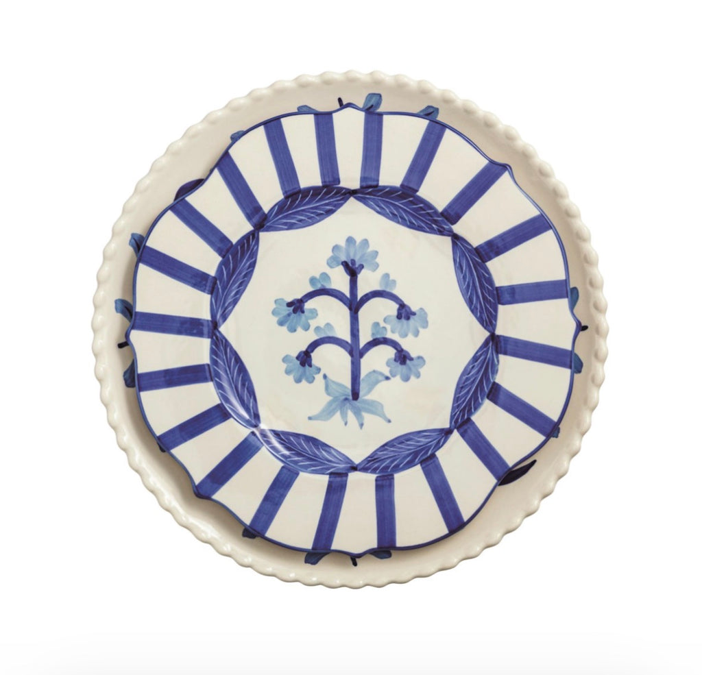 Blue Floral Nested Platter Set