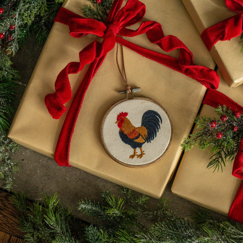 5” Rooster Embroidered Ornament