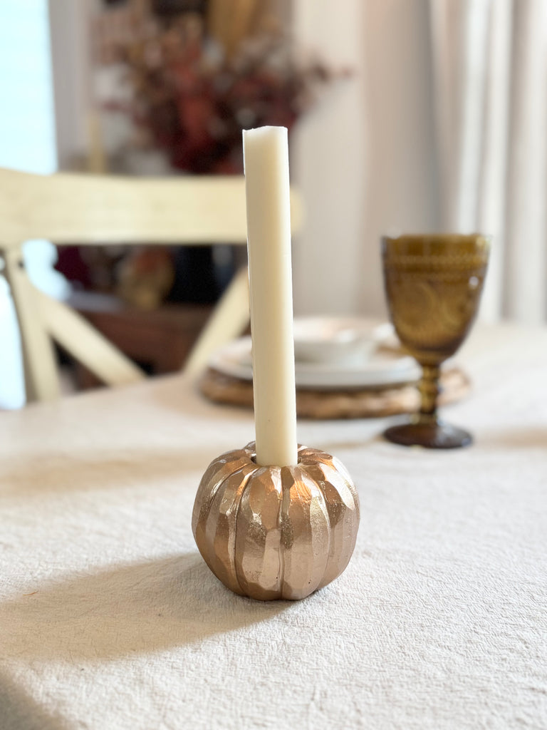 Gold Resin Pumpkin Taper Holder