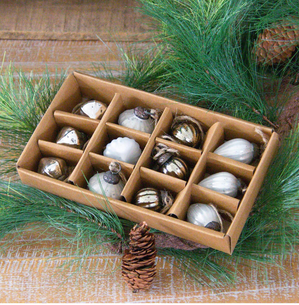 Mini Glass Ornaments - Silver