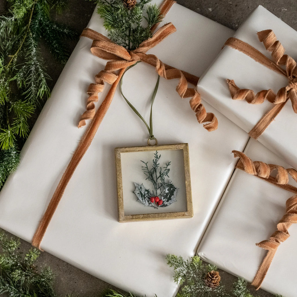 Pressed Holiday Red Berry Ornament
