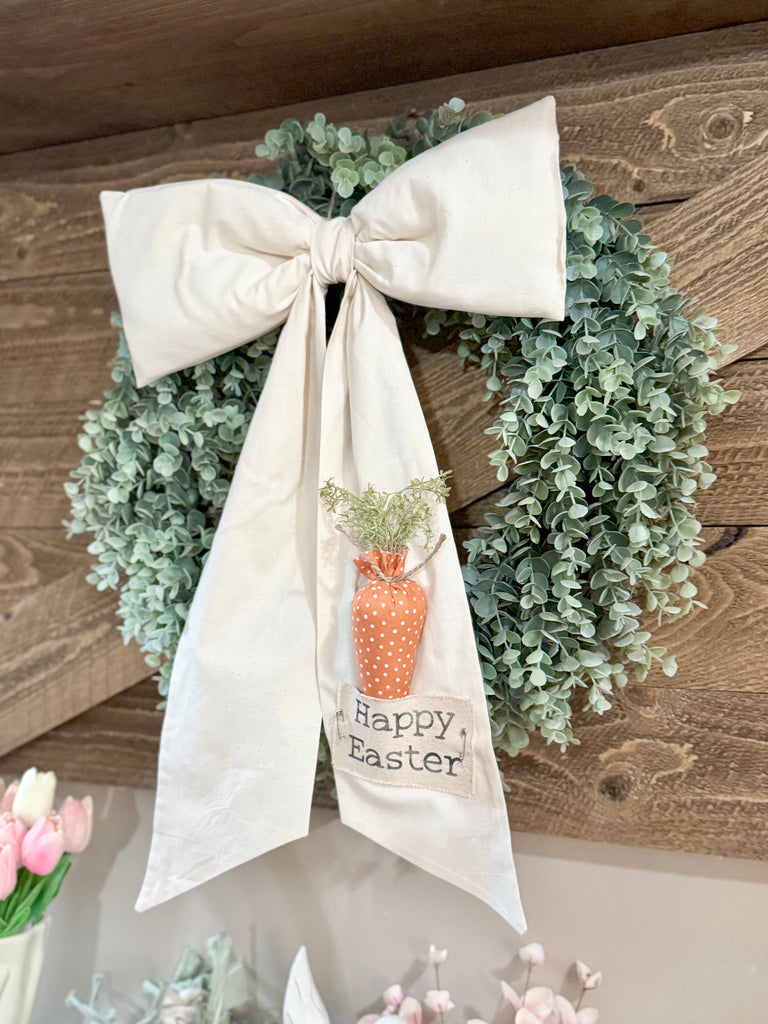 Large Happy Easter Carrot Bow Hanger