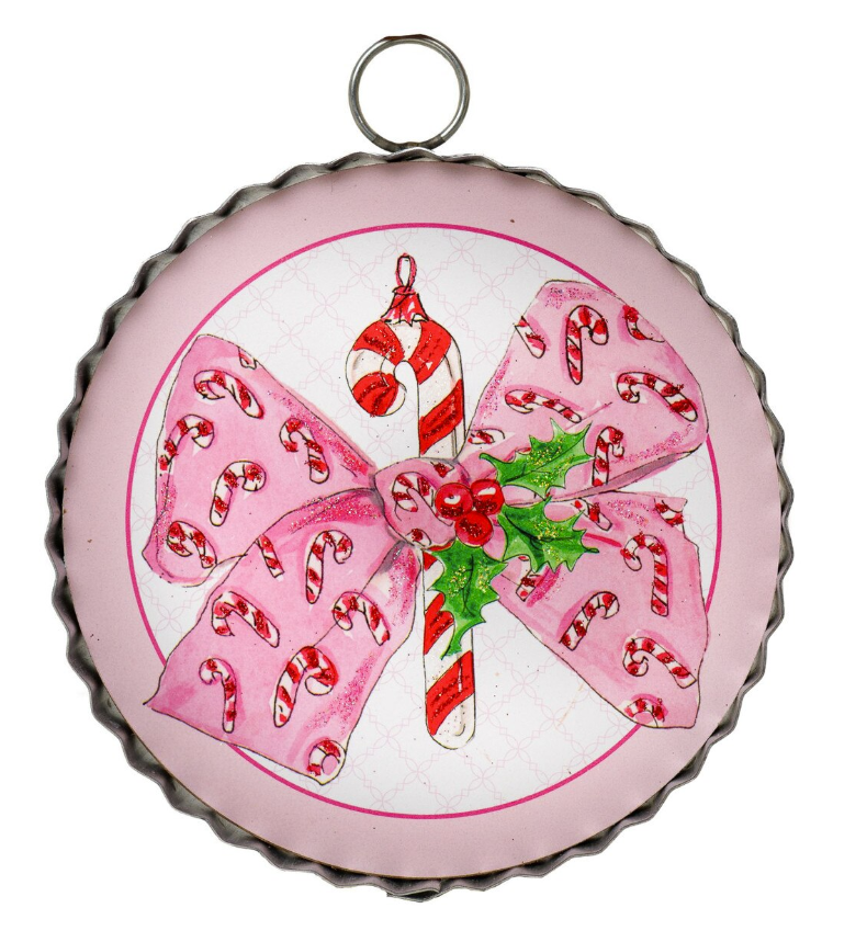 Vintage Candy Cane Bow Charm / Sign