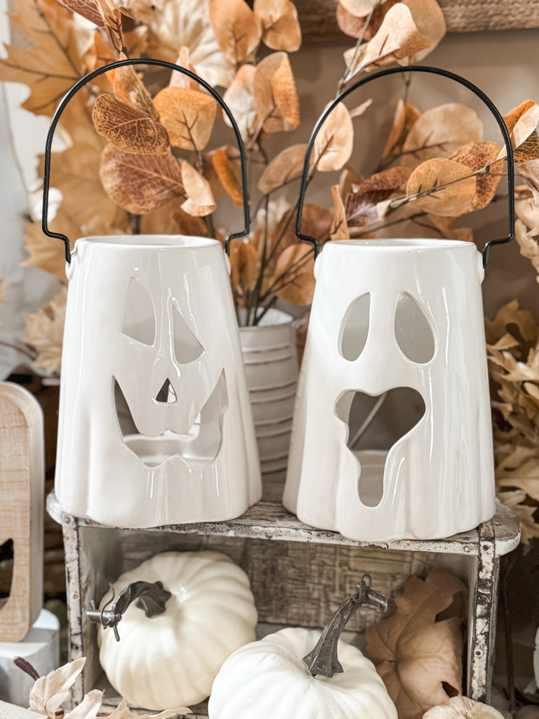 Ceramic Ghost Lantern with Handle