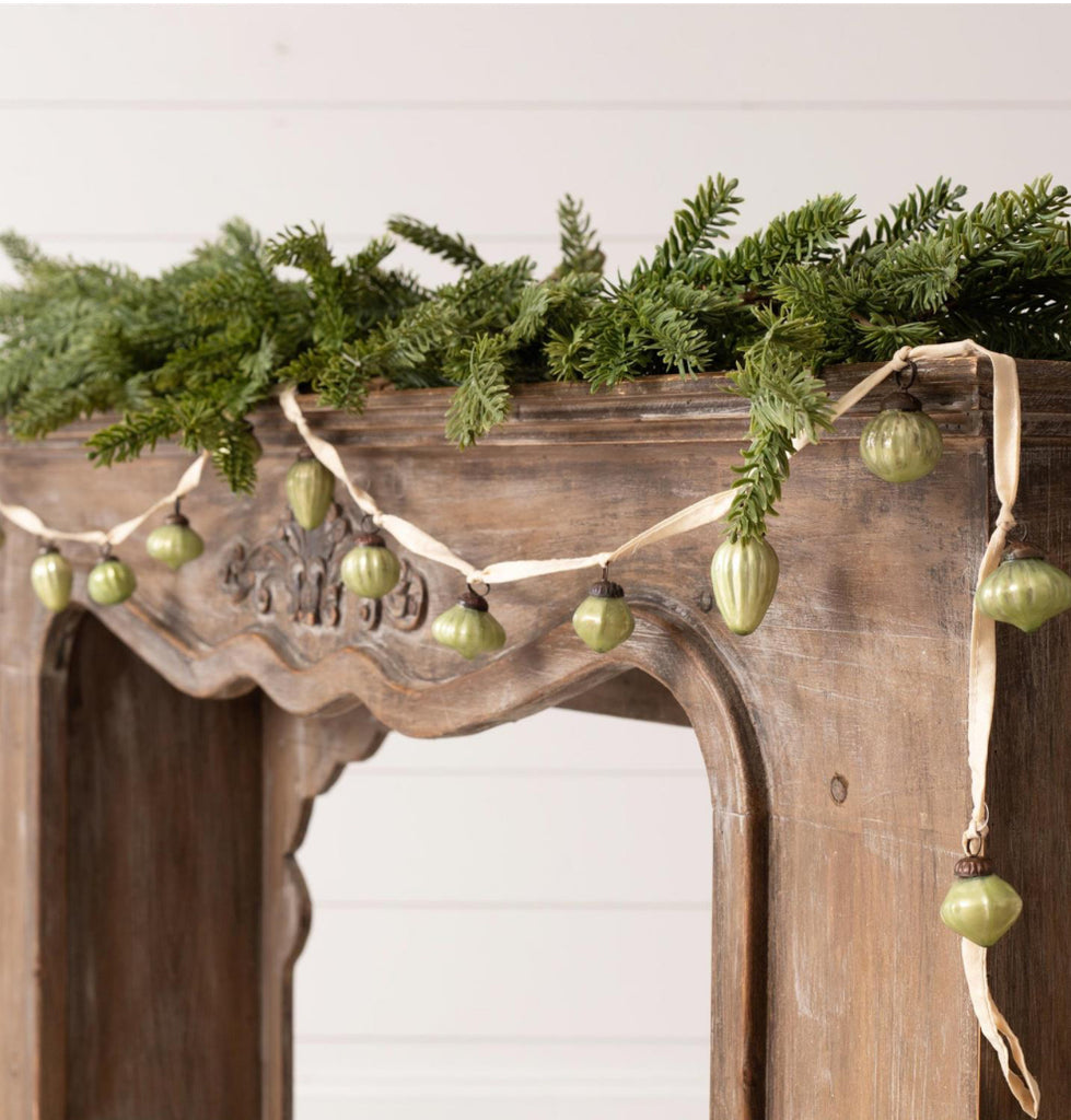 Mini Green Glass Ornament Garland