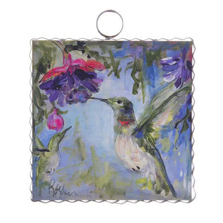 Hummingbird in Flowers Charm / Sign