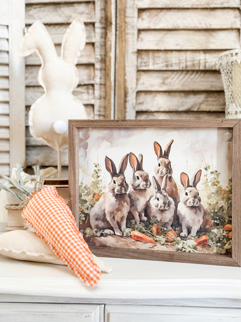 Bunnies in Carrot Field 10x8 Sign