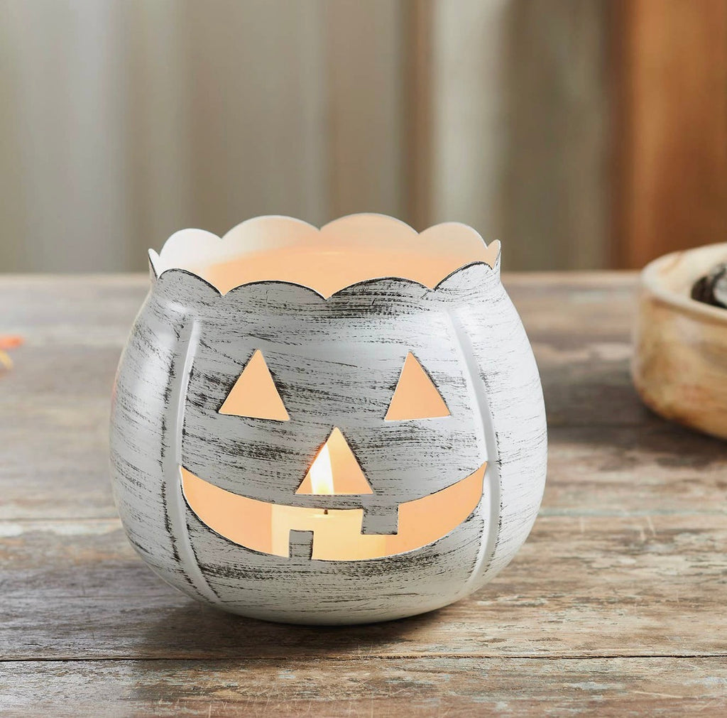 Scalloped Jack-O-Lantern Candle Holder