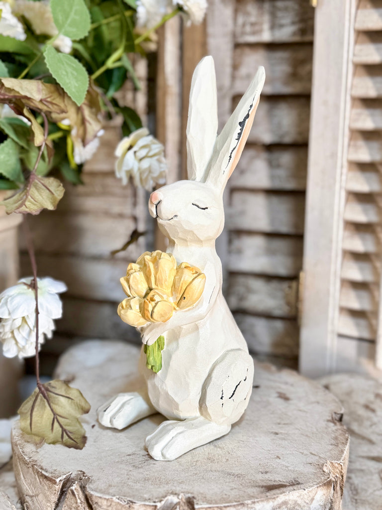 9.5” Bunny with Yellow Tulips