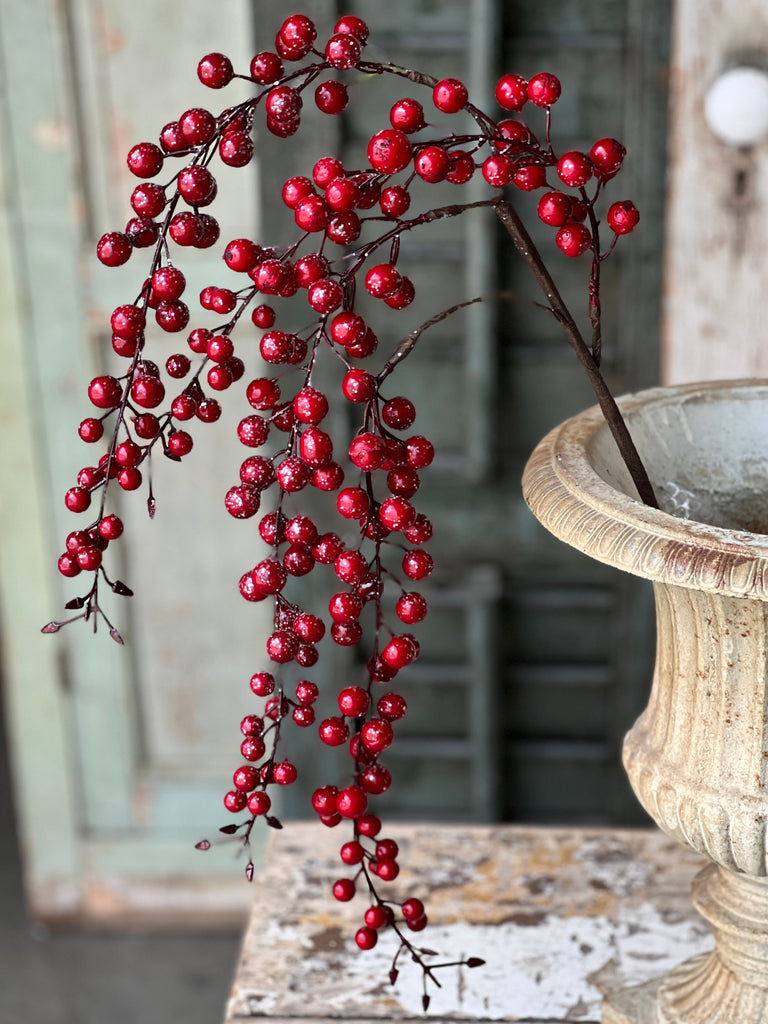 35” Iced Hanging Berry