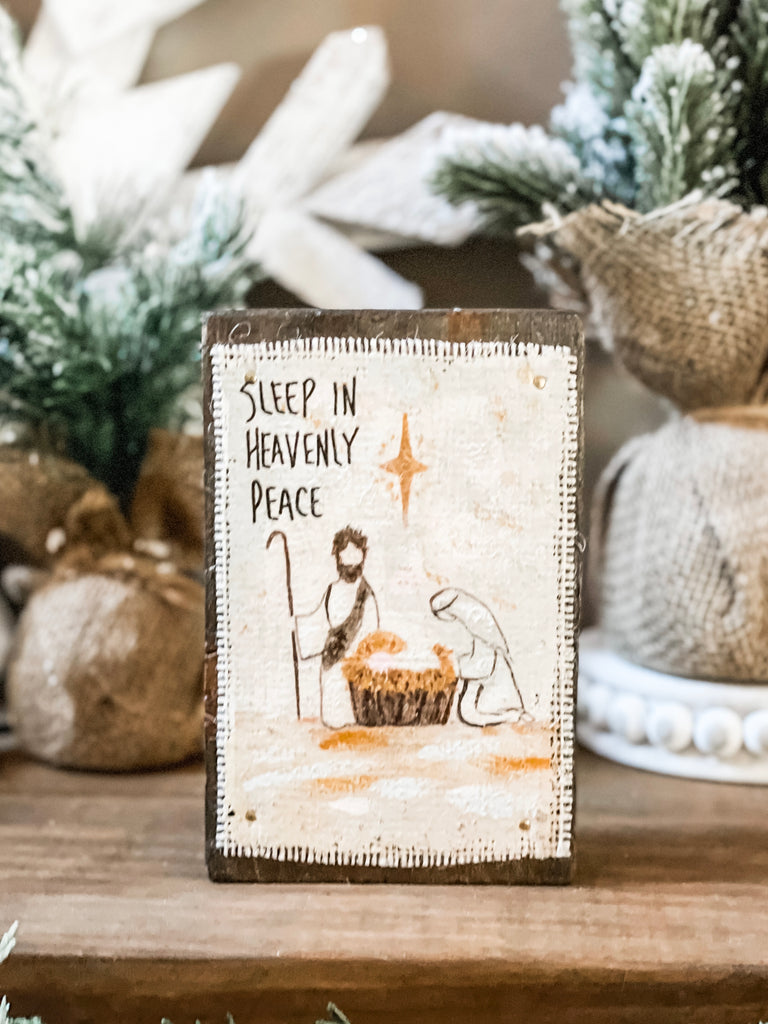Sleep in Heavenly Peace Wood Block Nativity