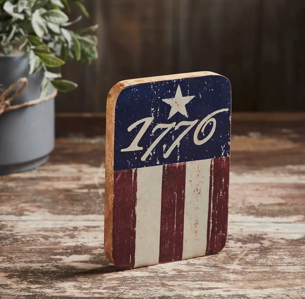 1776 Flag Stripes Wood Sign