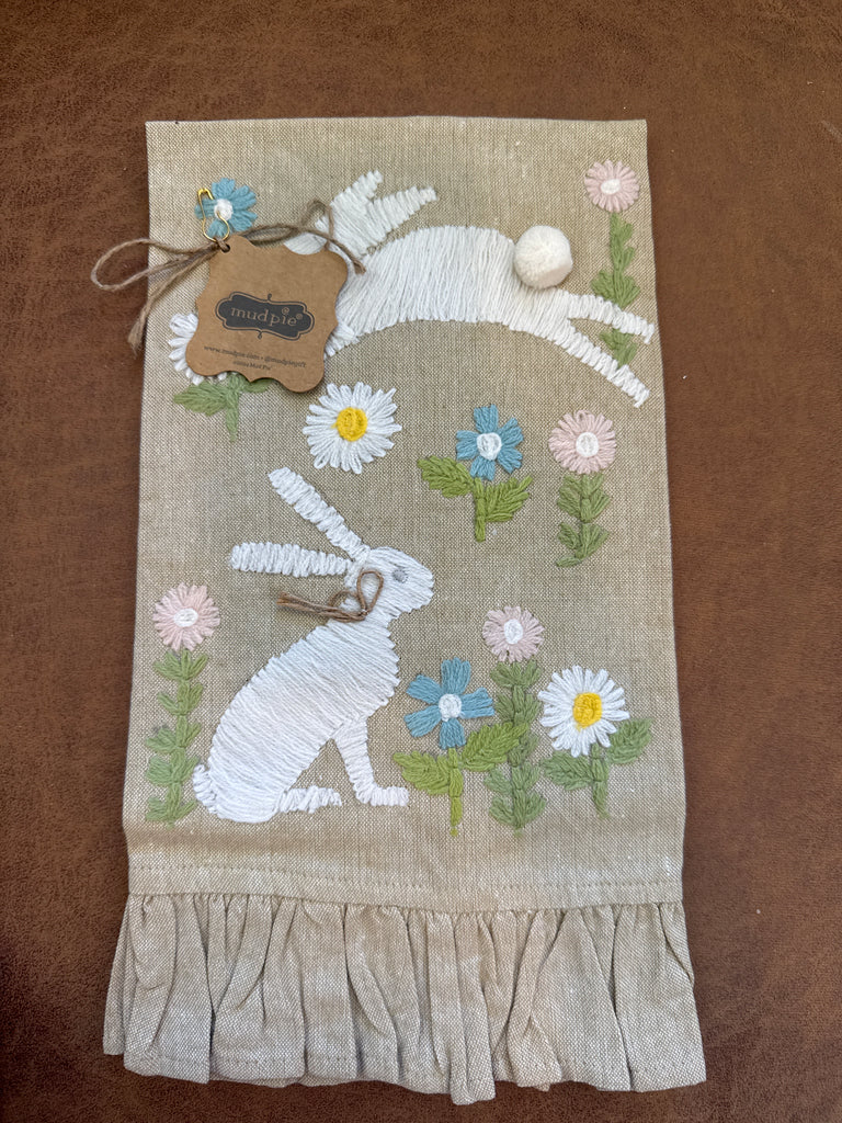 Embroidered Bunnies Towel