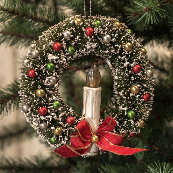 6” Bottlebrush Wreath With Candle