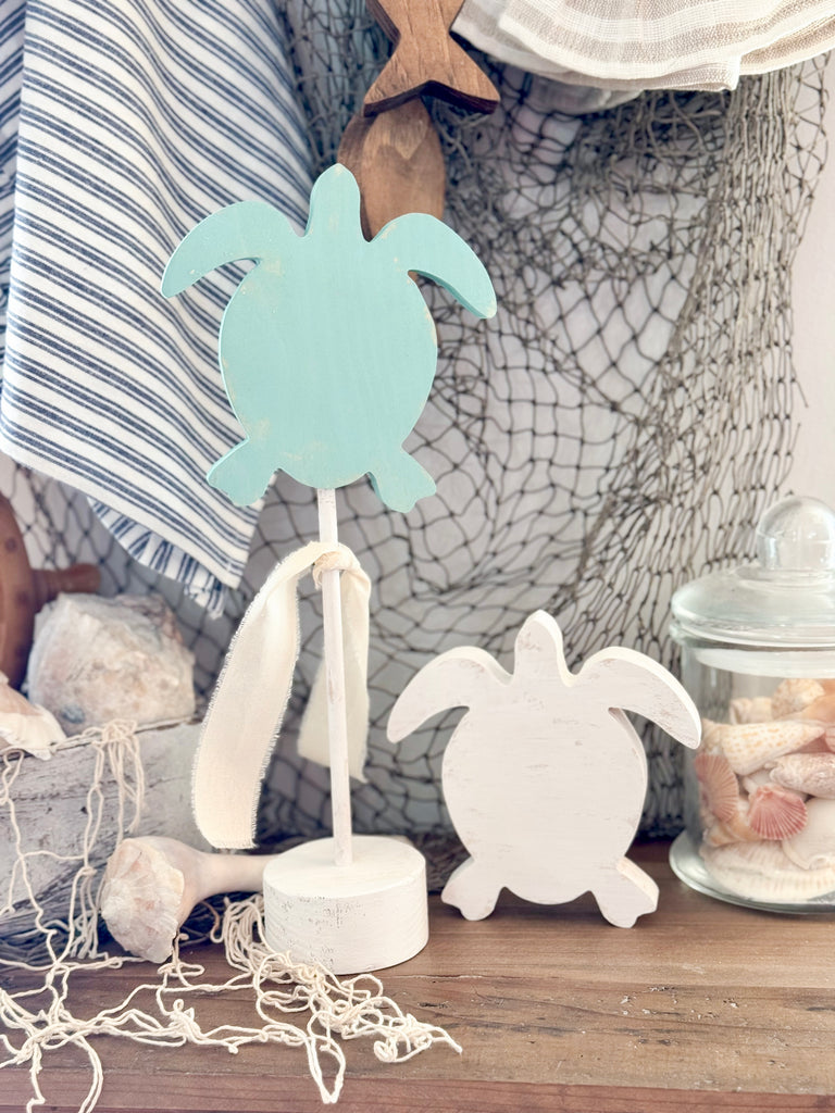 Handmade Wooden Turtle - Stand Alone or Dowel Options