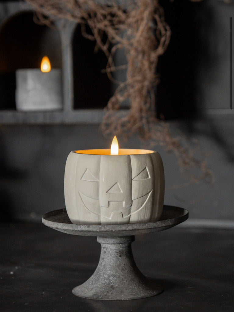 Cream Jack-O-Lantern 3D Flame Candle
